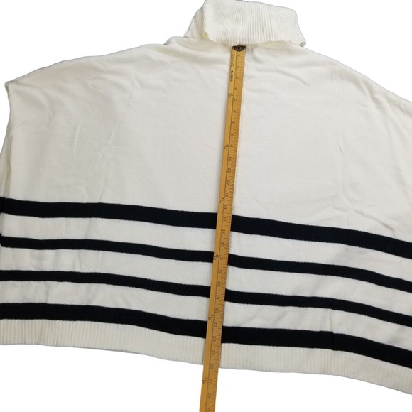 Jaclyn Smith Cowl Neck Cafton Poncho Sweater  Womens White & Black Size S / M - Picture 12 of 15